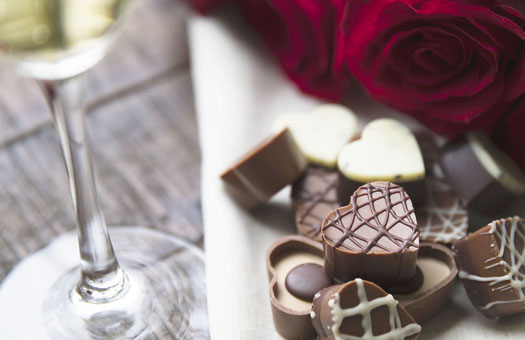 Roses, Champagne, & Chocolate Hearts